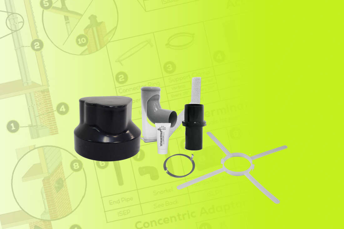 B-Vent and Retrofit products in front of green background