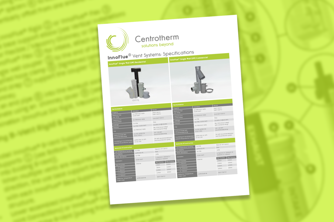 front page of InnoFlue vent systems specifications
